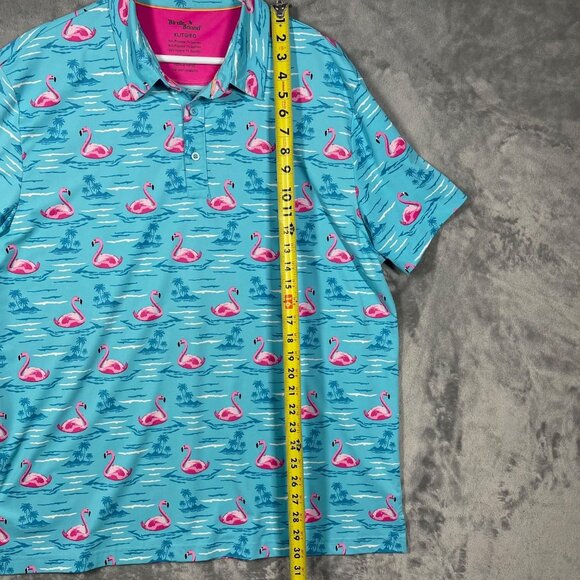 Birdie Bound Men's XL Blue Flamingo Print Golf Polo‎ Shirt Stretch Performance - Picture 4 of 6